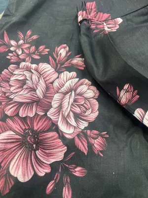 Black Floral Lawn Kurta Set Women Medium to Large thumbnail 6