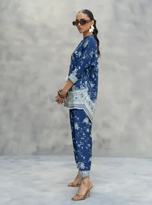 Blue Digital Print Lawn 2-Piece Shirt & Trouser Set thumbnail 3
