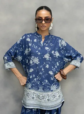 Blue Digital Print Lawn 2-Piece Shirt & Trouser Set thumbnail 4