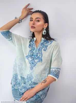 Beige Digital Print Lawn Shirt & Trouser Set