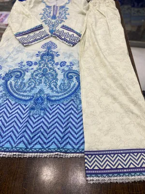 Beige Digital Print Lawn Shirt & Trouser Set thumbnail 4