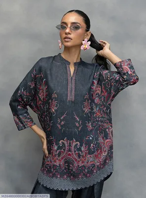 Women's Multicolor Ban Collar Lawn Suit Set Medium to XL thumbnail 1