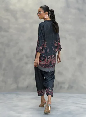 Women's Multicolor Ban Collar Lawn Suit Set Medium to XL thumbnail 3