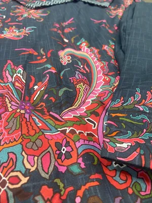Women's Multicolor Ban Collar Lawn Suit Set Medium to XL thumbnail 4