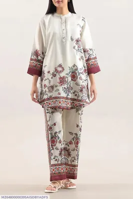 Off White Digital Print Lawn 2Pcs Set for Women
