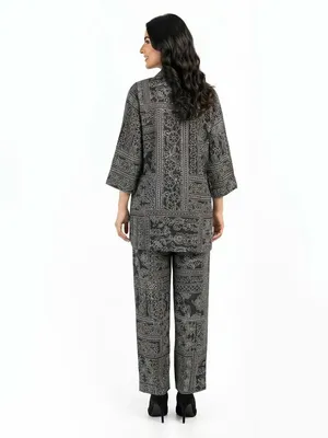 2 Pcs Women's Stitched Lawn Printed Shirt And Trouser thumbnail 2