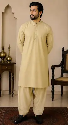 Men’s Unstitched Karandi Plain Suit