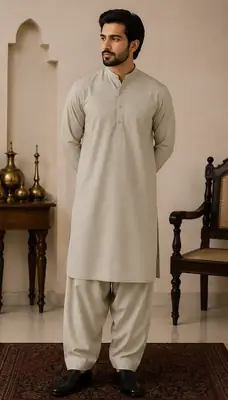 Men’s Unstitched Karandi Plain Suit thumbnail 1