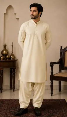 Men’s Unstitched Karandi Plain Suit