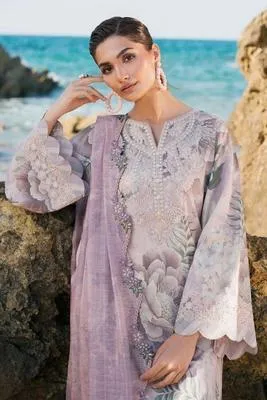 Lawn 3 P Floral Purple Suit for Women thumbnail 2