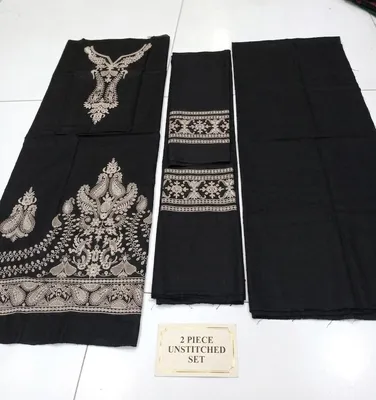 2 Pcs Women's Unstitched Embroidered Suit thumbnail 2