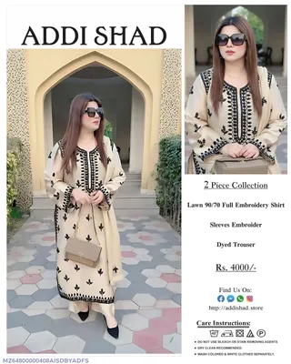 2 Pcs Women's Unstitched Embroidered Suit