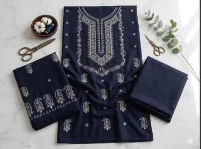 2 Pcs Women's Unstitched Embroidered Suit thumbnail 2