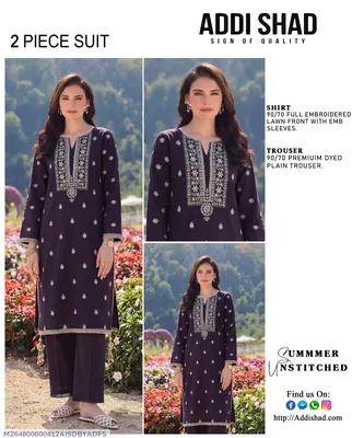 2 Pcs Women's Unstitched Embroidered Suit