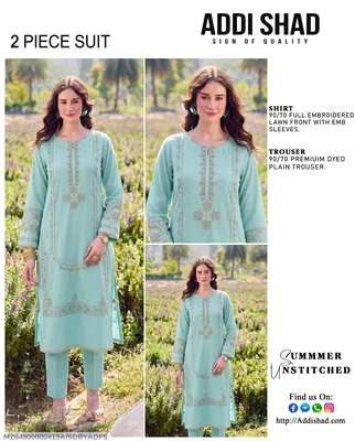 2 Pcs Women's Unstitched Embroidered Suit