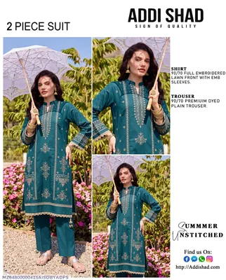 2 Pcs Women's Unstitched Embroidered Suit