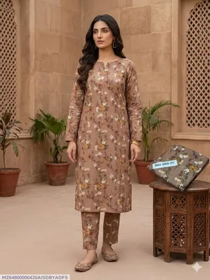 2 Pcs Women's Unstitched Digital Print Suit