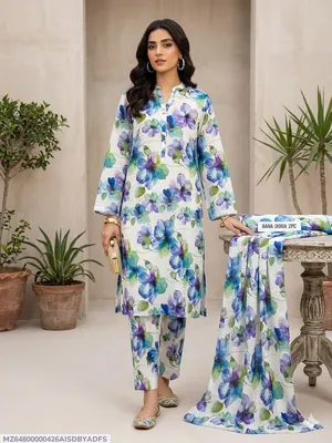 2 Pcs Women's Unstitched Digital Print Suit