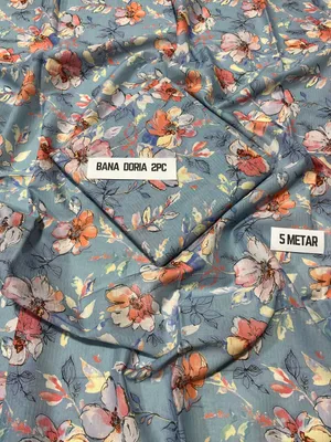 2 Pcs Women's Unstitched Digital Print Suit thumbnail 2