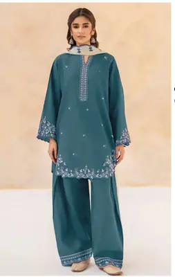 2 Pcs Women's Unstitched Embroidered Suit