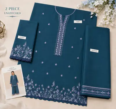 2 Pcs Women's Unstitched Embroidered Suit thumbnail 2