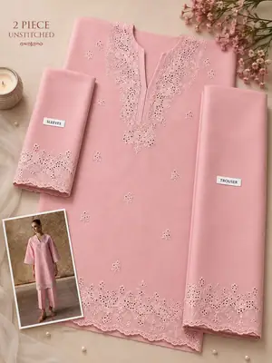 2 Pcs Women's Unstitched Embroidered Suit thumbnail 2