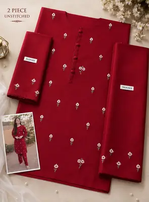 2 Pcs Women's Unstitched Embroidered Suit thumbnail 2