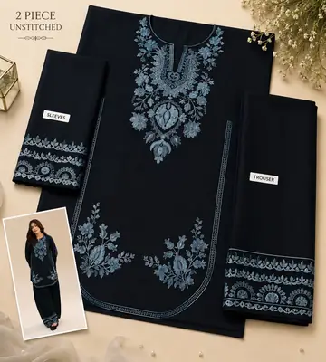 2 Pcs Women's Unstitched Embroidered Suit thumbnail 2