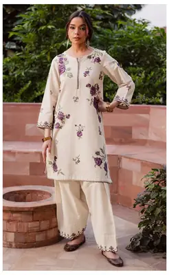 2 Pcs Women's Unstitched Embroidered Suit