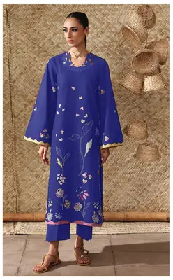 2 Pcs Women's Unstitched Embroidered Suit