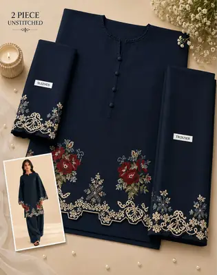 2 Pcs Women's Unstitched Embroidered Suit thumbnail 2