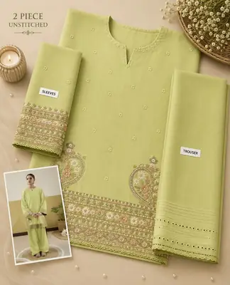 2 Pcs Women's Unstitched Embroidered Suit thumbnail 2