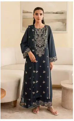 2 Pcs Women's Unstitched Embroidered Suit