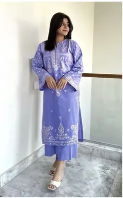 2 Pcs Women's Unstitched Embroidered Suit
