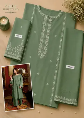 2 Pcs Women's Unstitched Embroidered Suit thumbnail 2
