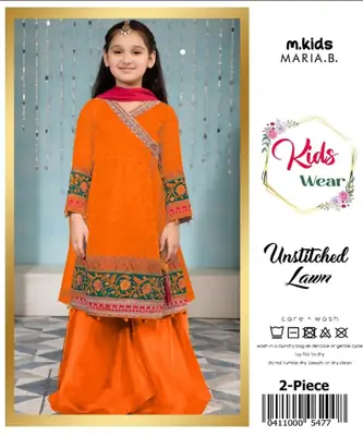 2 Pcs Girl's Lawn Embroidered Unstitched Suit