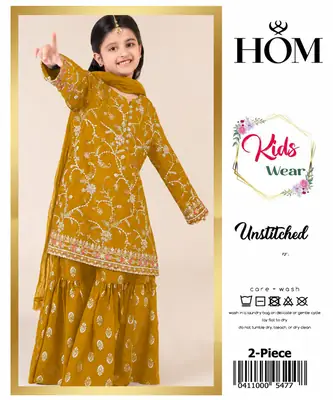 2 Pcs Girl's Dhanak Embroidered Unstitched Suit