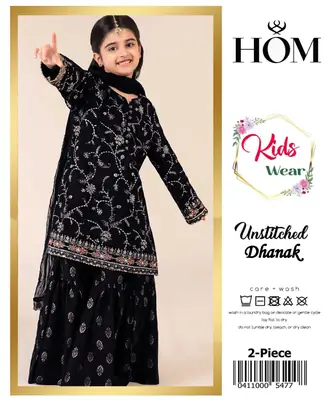 2 Pcs Girl's Dhanak Embroidered Unstitched Suit