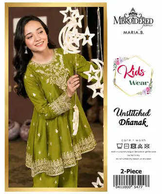 2 Pcs Girl's Dhanak Embroidered Unstitched Suit