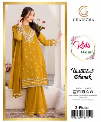 2 Pcs Girl's Dhanak Embroidered Unstitched Suit