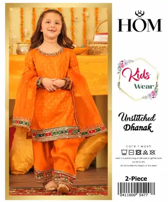 2 Pcs Girl's Dhanak Embroidered Unstitched Suit