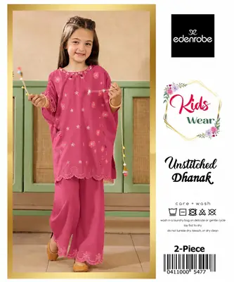 2 Pcs Girl's Dhanak Embroidered Unstitched Suit