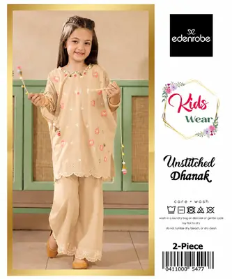 2 Pcs Girl's Dhanak Embroidered Unstitched Suit