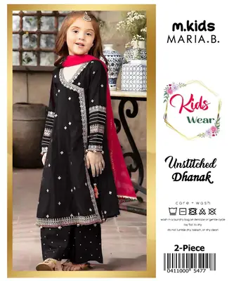 2 Pcs Girl's Dhanak Embroidered Unstitched Suit