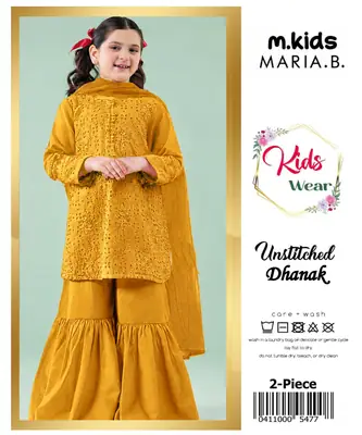 2 Pcs Girl's Dhanak Embroidered Unstitched Suit