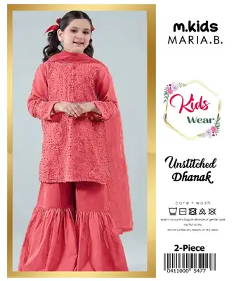 2 Pcs Girl's Dhanak Embroidered Unstitched Suit
