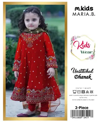 2 Pcs Girl's Dhanak Embroidered Unstitched Suit