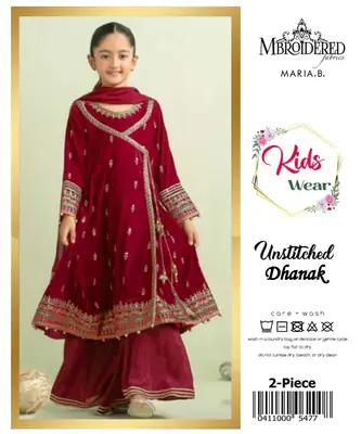 2 Pcs Girl's Dhanak Embroidered Unstitched Suit