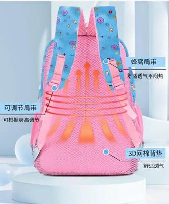 Kids School Backpack Blue Floral Nylon 17" thumbnail 5