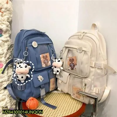 Beige Cartoon Print Casual Backpack for Girls thumbnail 2